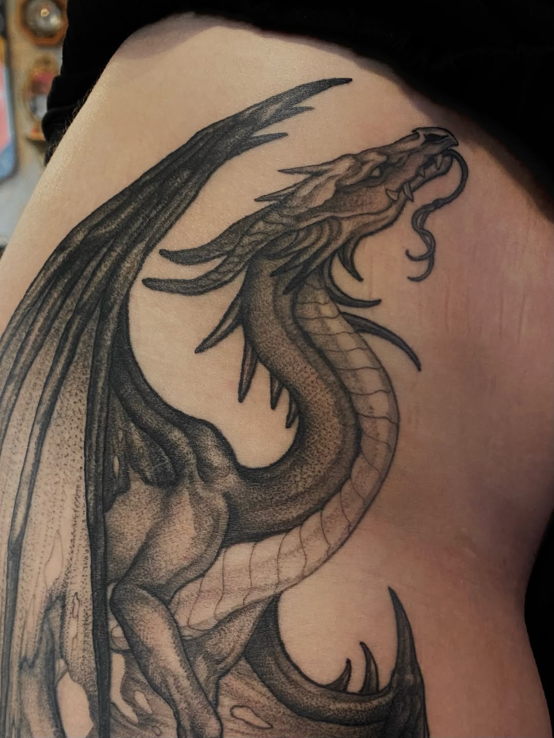 Tattoo by @meluusiine — black_and_grey, dotwork