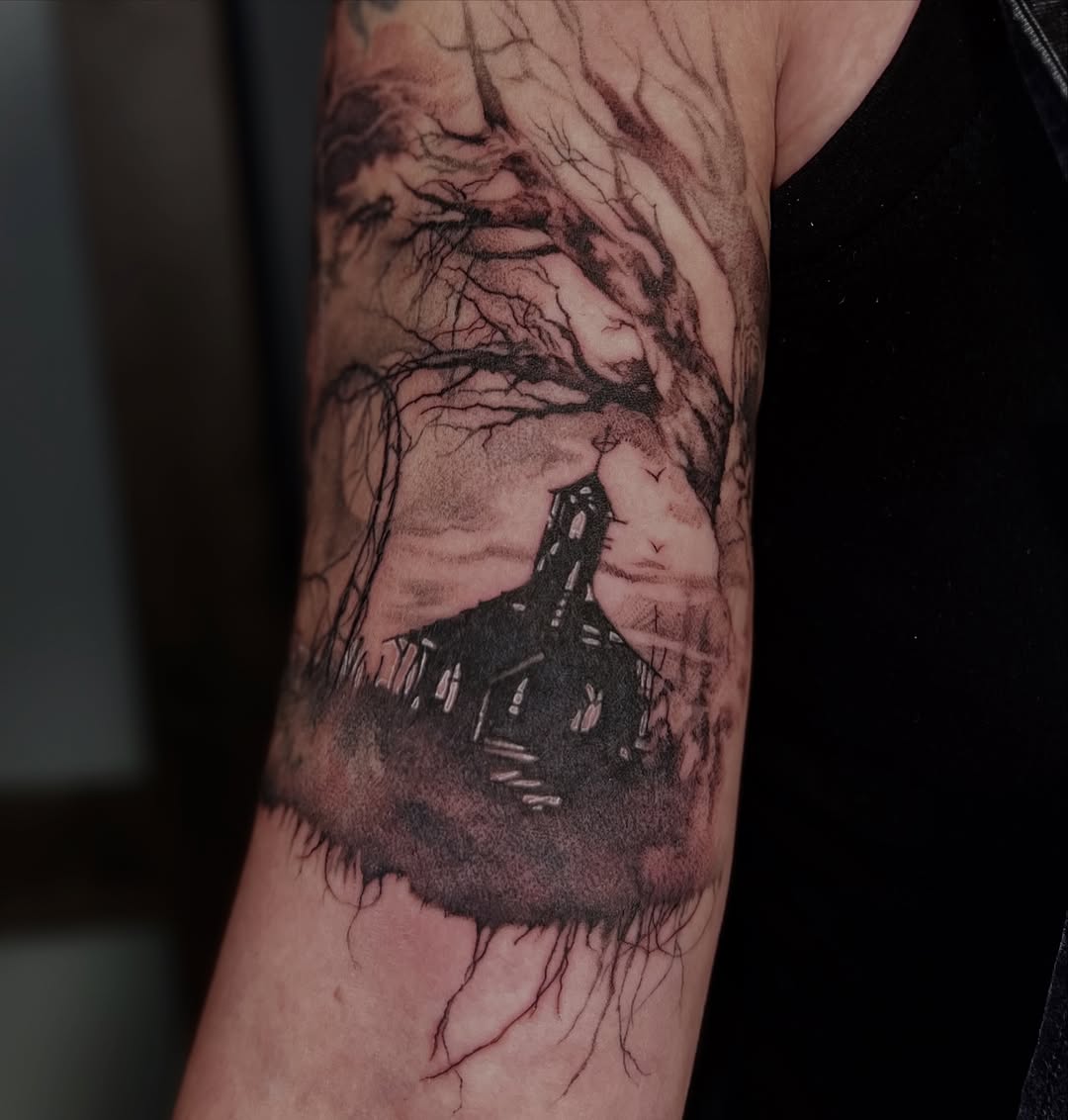 Tattoo by @domcalitattoo — black_and_grey, dark_realism