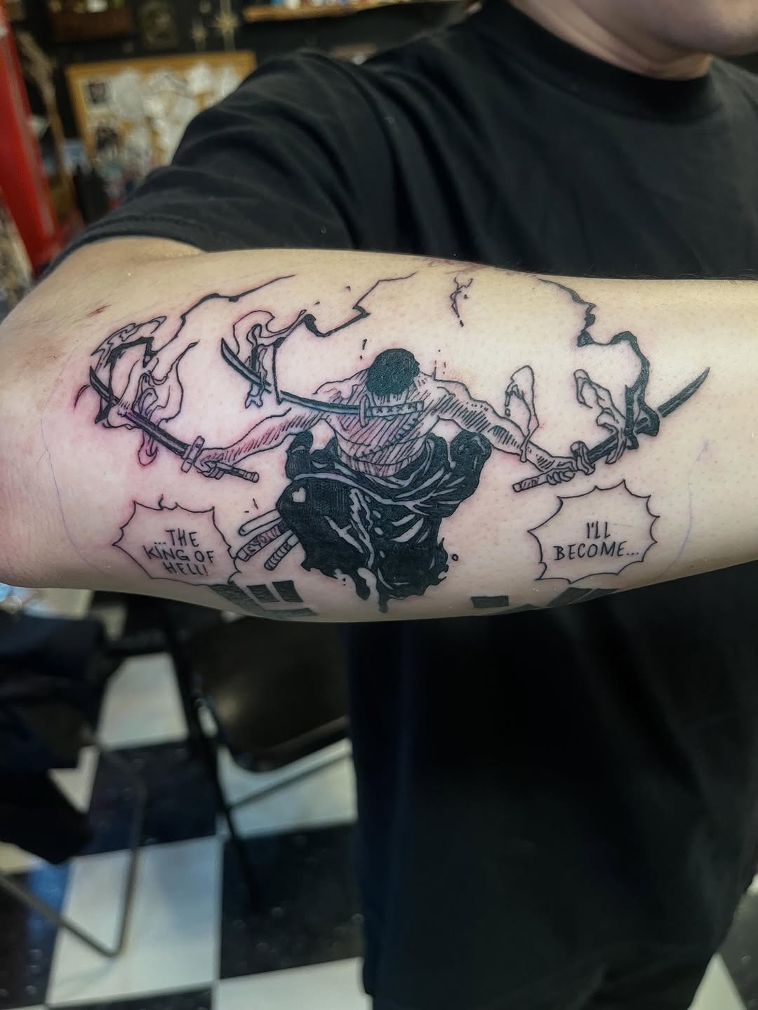 Tattoo by @swanson_tattoos — illustrative, blackwork