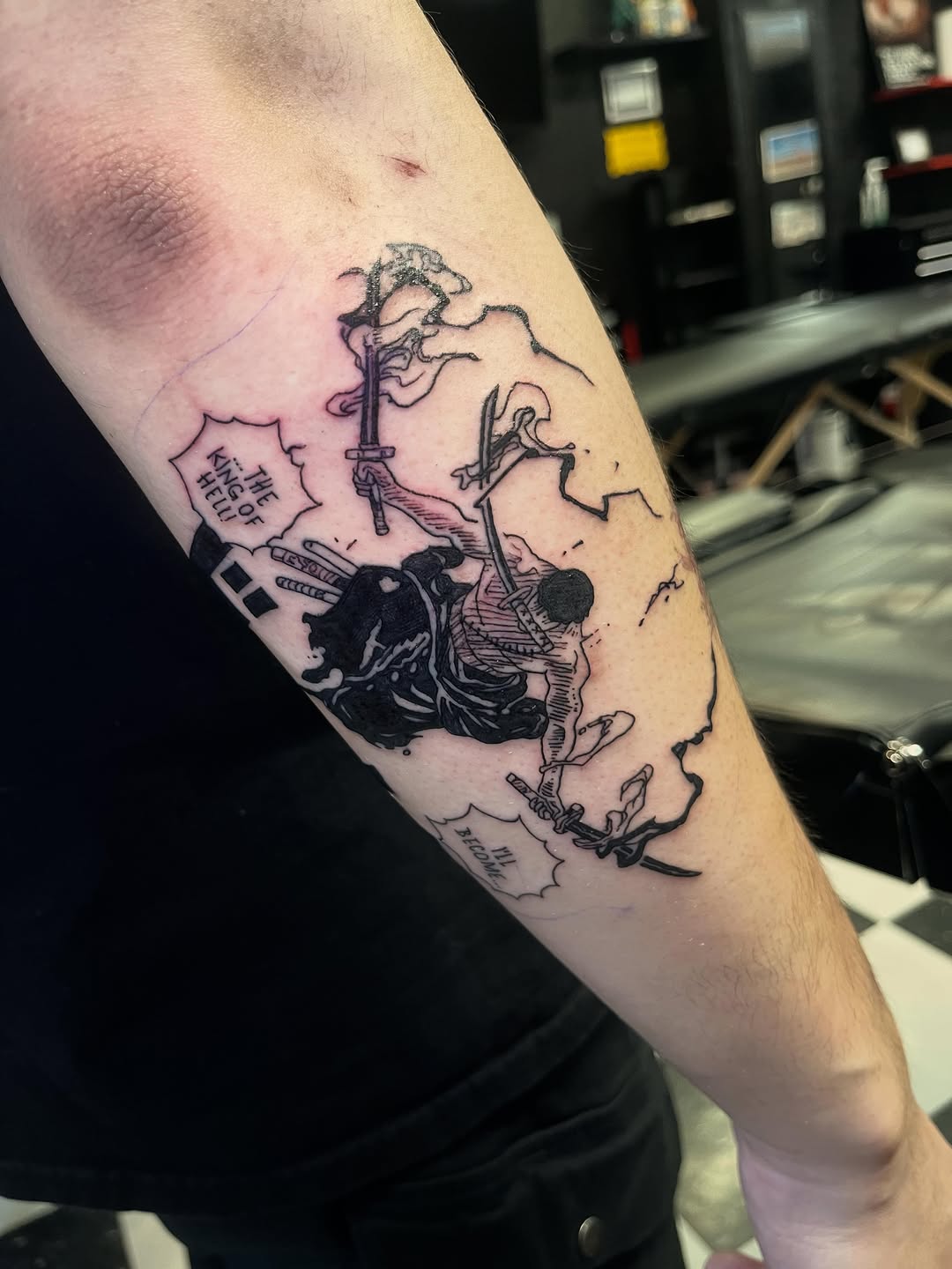 Tattoo by @swanson_tattoos — illustrative, anime