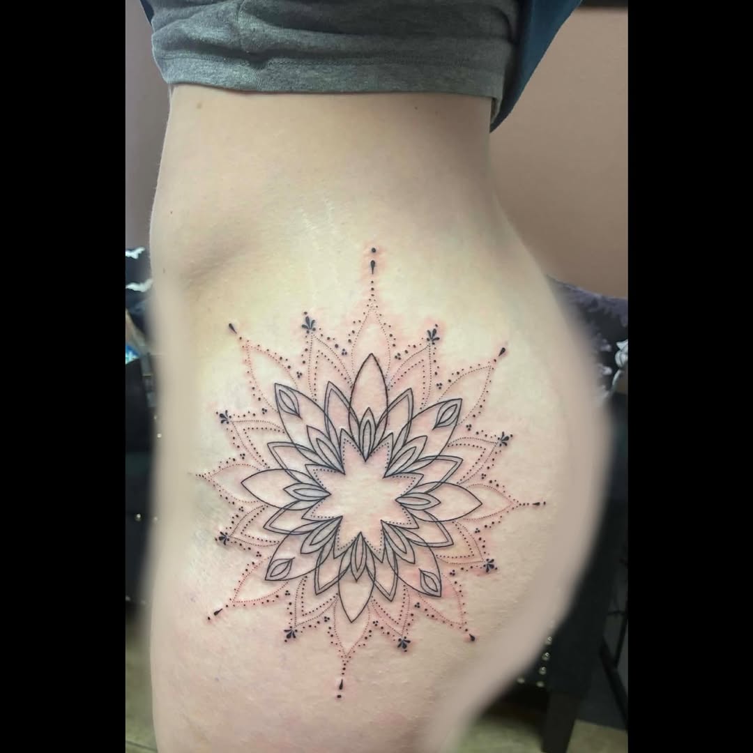 Tattoo by @artbydollface — geometric, dotwork