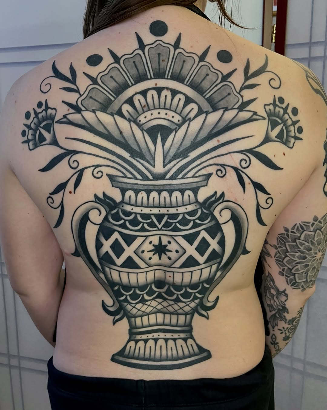 Tattoo by @sly.tri — american_traditional, black_and_grey