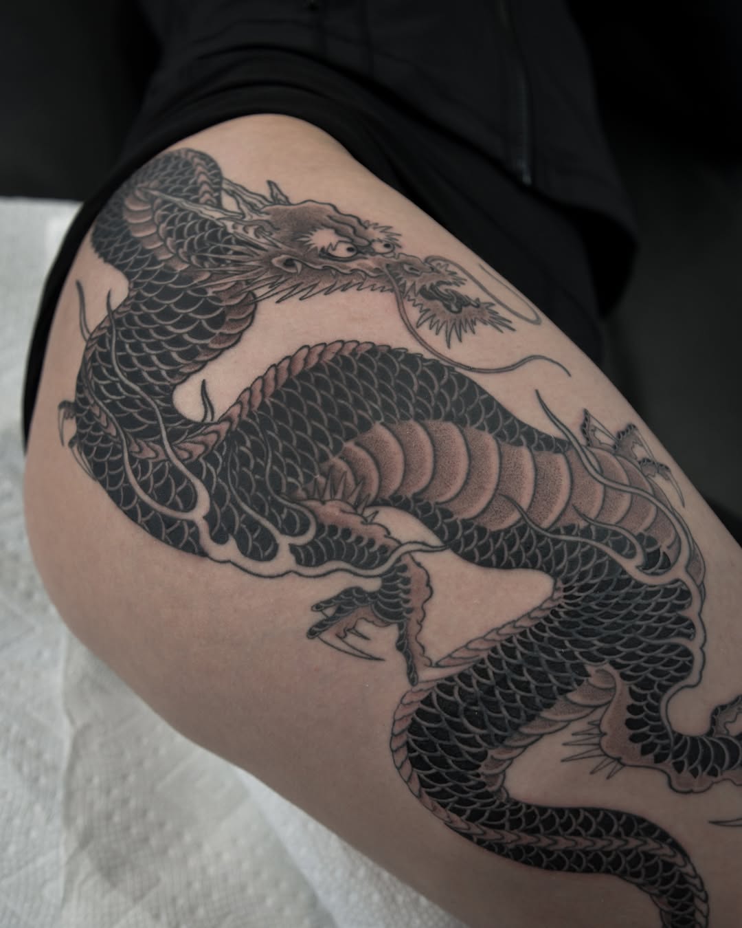 Tattoo by @zakbrochutattoo โ japanese_irezumi, black_and_grey