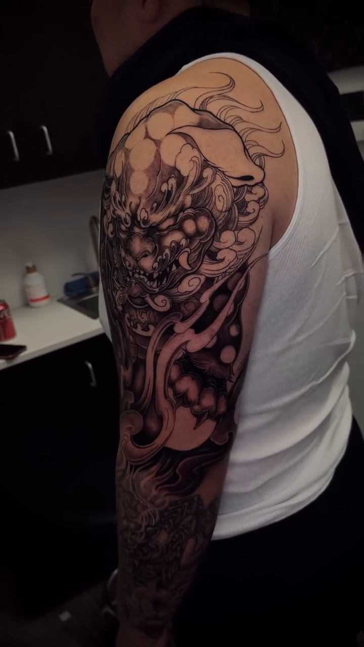 Tattoo by @kyle.inkz โ japanese_irezumi, black_and_grey