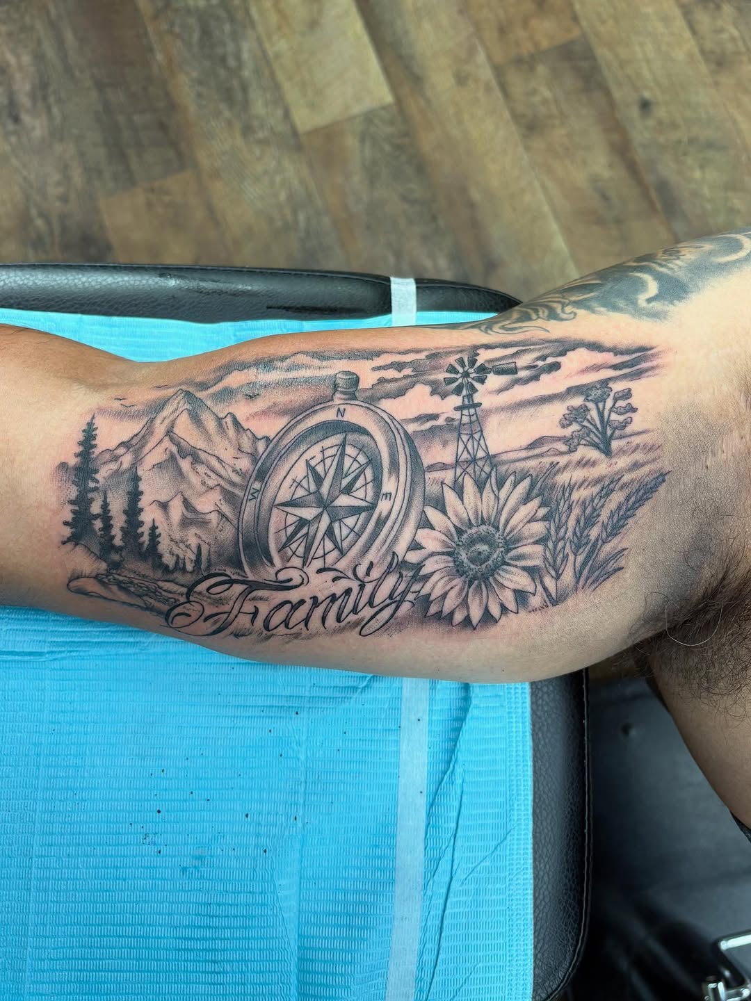 Tattoo by @robbiereeltattoo — black_and_grey