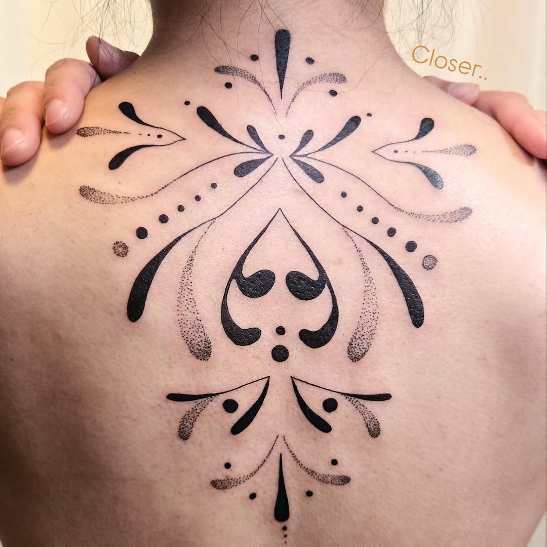 Tattoo by @meditating_ink — dotwork, ornamental