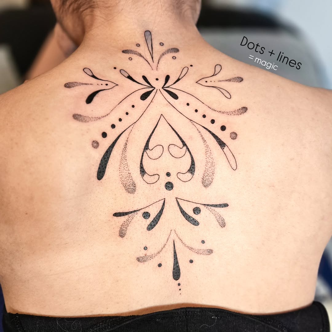 Tattoo by @meditating_ink — dotwork, geometric