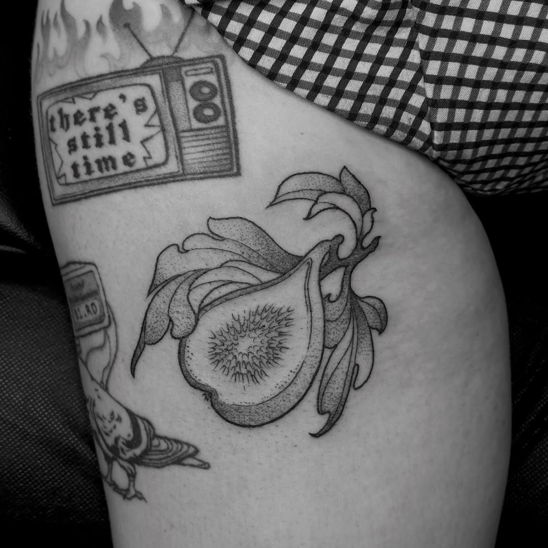 Tattoo by @treehuggertattoos — illustrative, dotwork