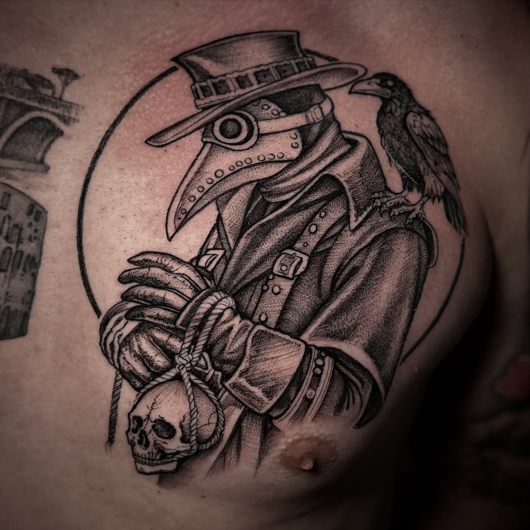 Tattoo by @davidmushaneytattoos — black_and_grey, illustrative