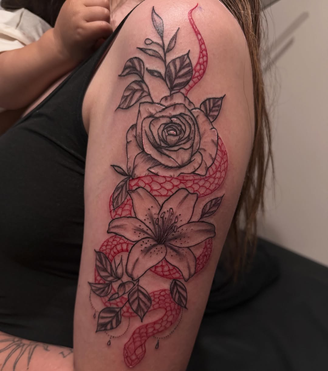 Tattoo by @chicana.mayllc — fine_line, black_and_grey