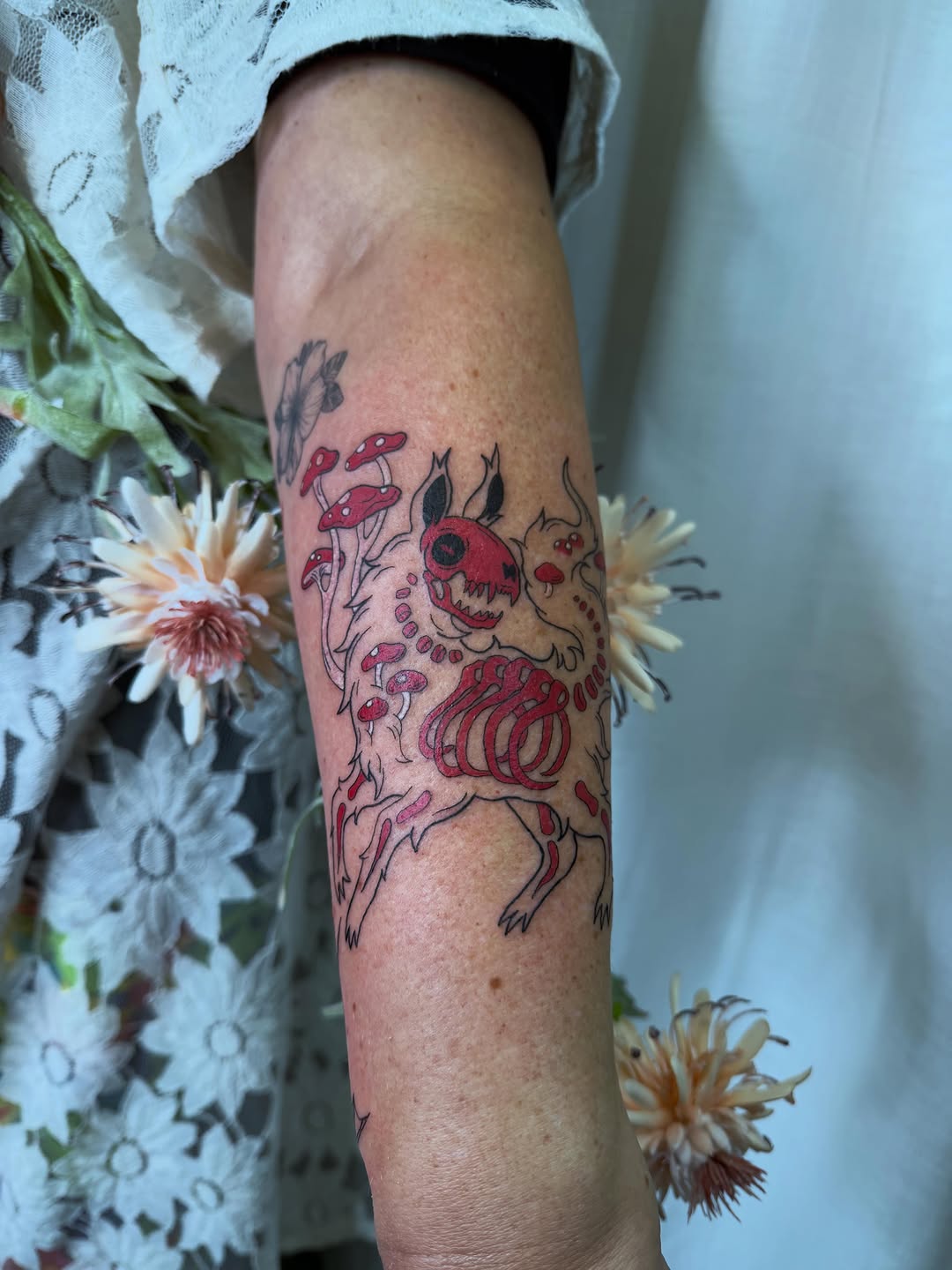 Tattoo by @skittykittykitty — illustrative, blackwork