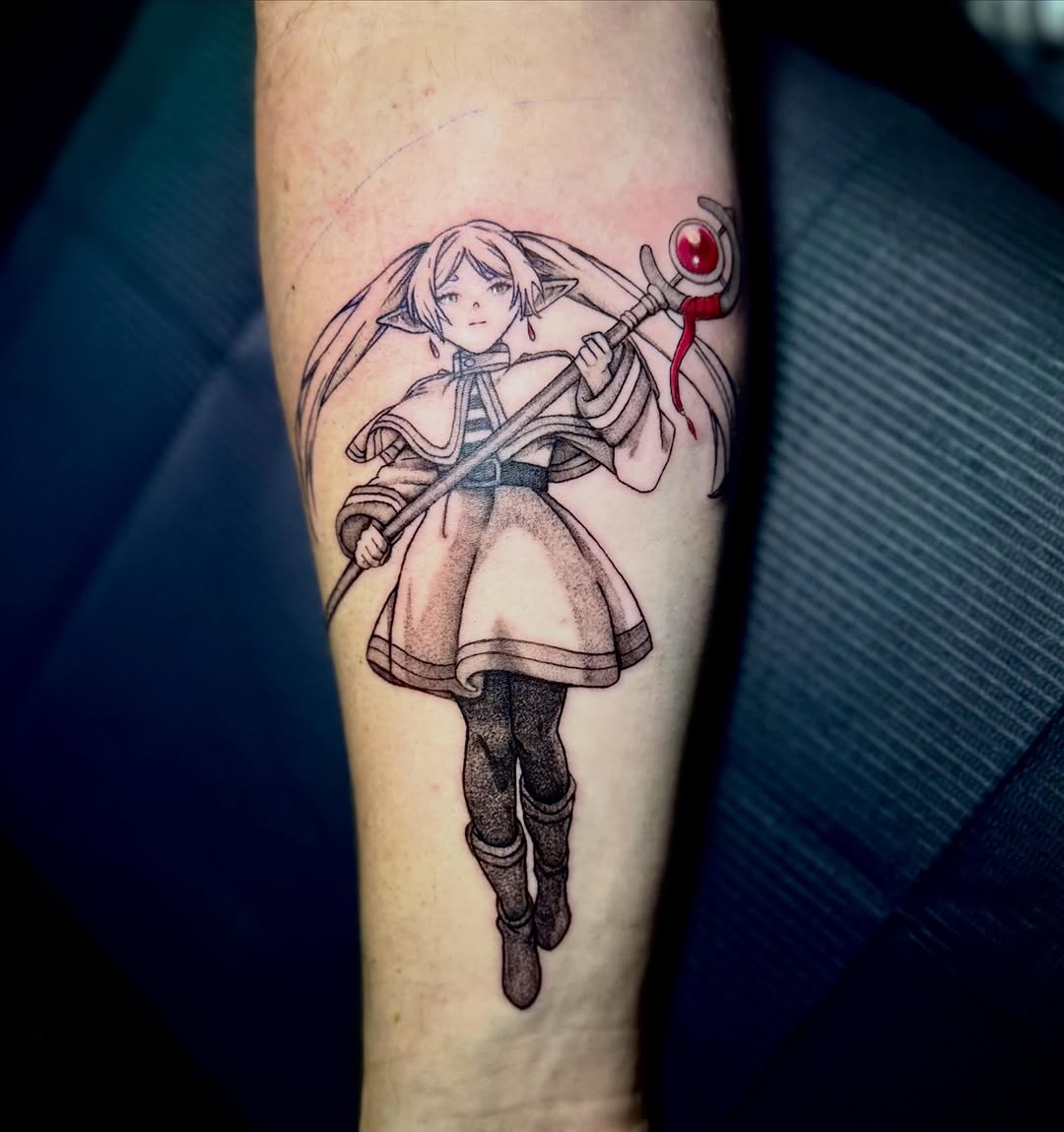 Tattoo by @virgill.tattoo — anime, dotwork