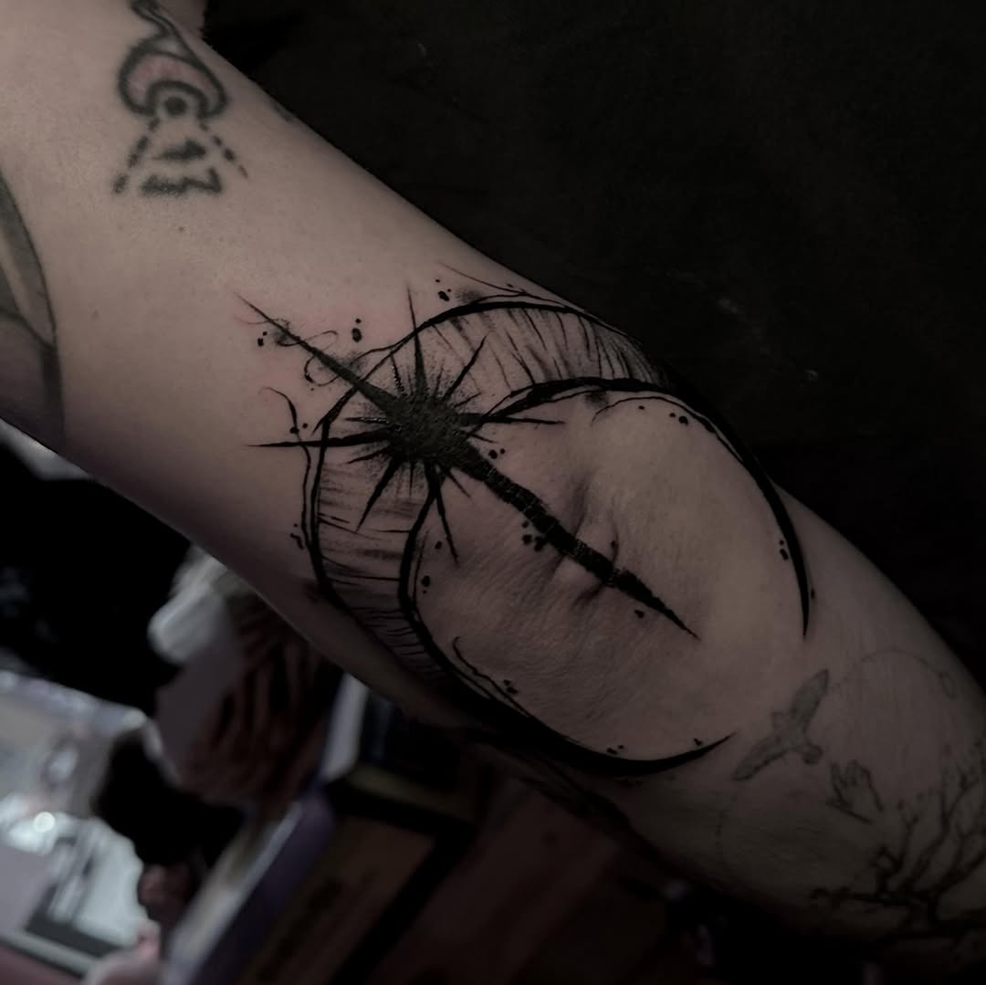Tattoo by @quail.tattoos — blackwork, illustrative