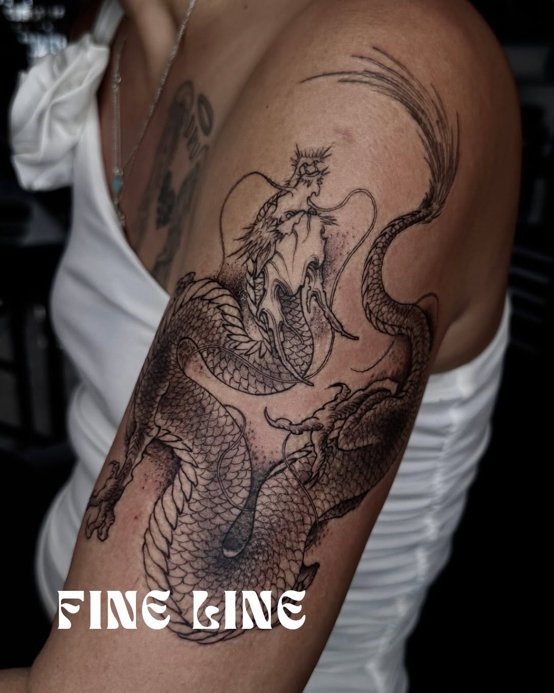 Tattoo by @nox.ternal β fine_line, japanese_irezumi