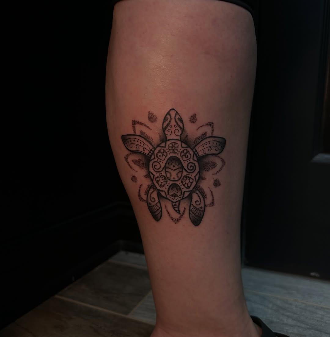 Tattoo by @_tfrow — black_and_grey, dotwork