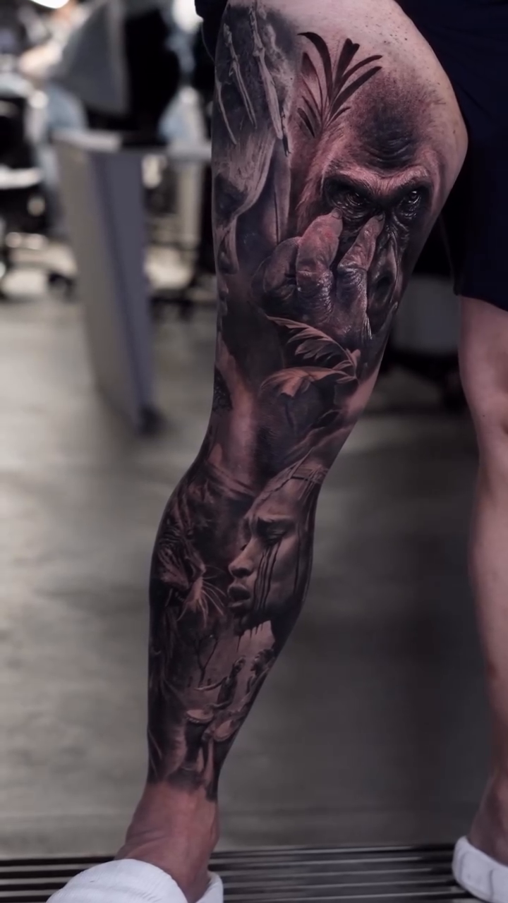 Tattoo by @davidbaenatattoo — realism, black_and_grey