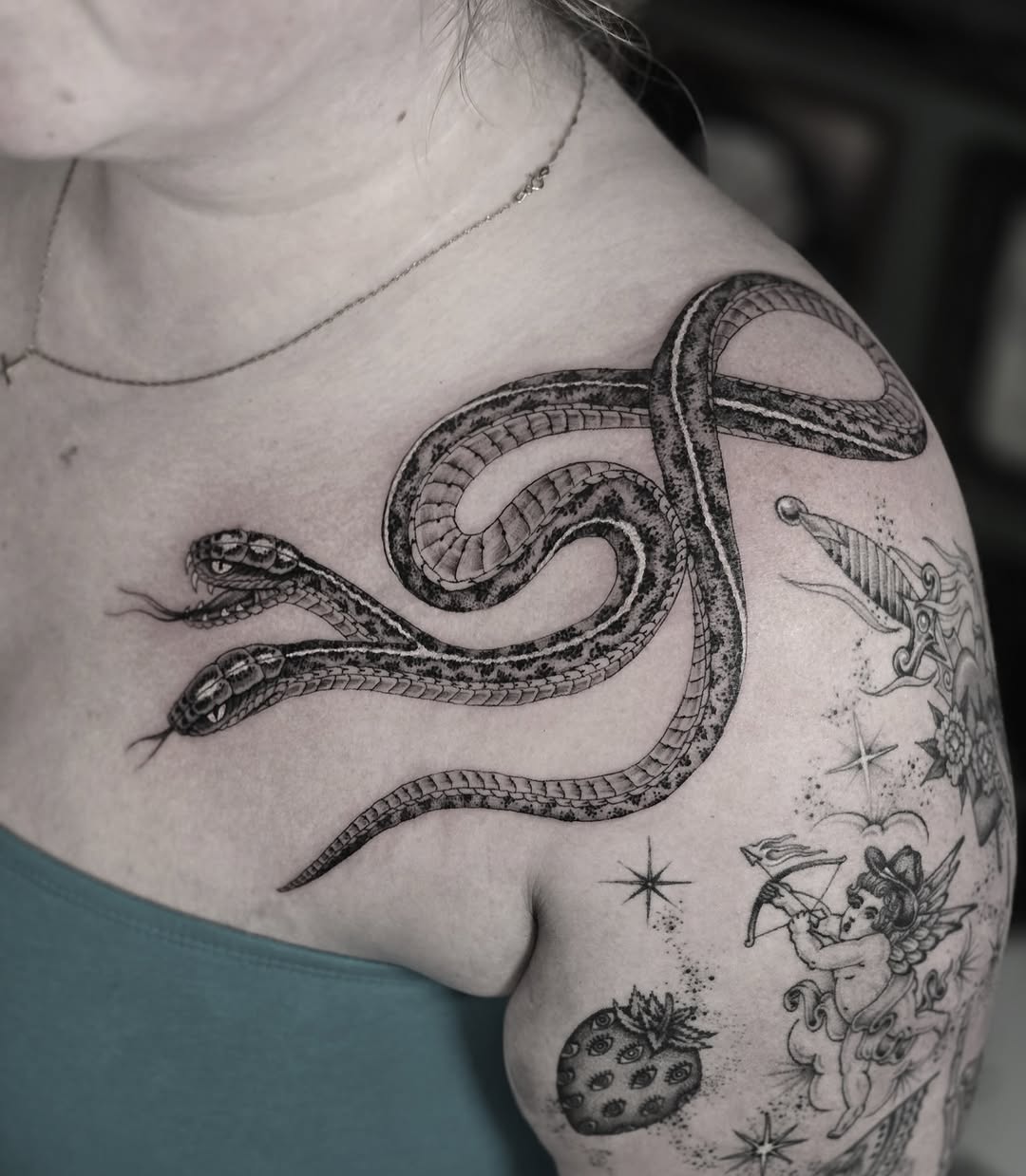 Tattoo by @aarondor — black_and_grey, illustrative