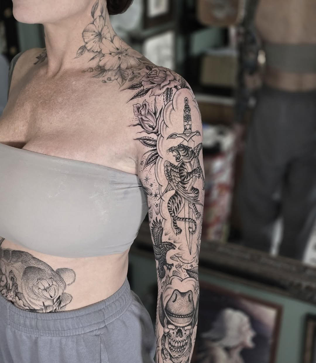 Tattoo by @aarondor — black_and_grey, illustrative