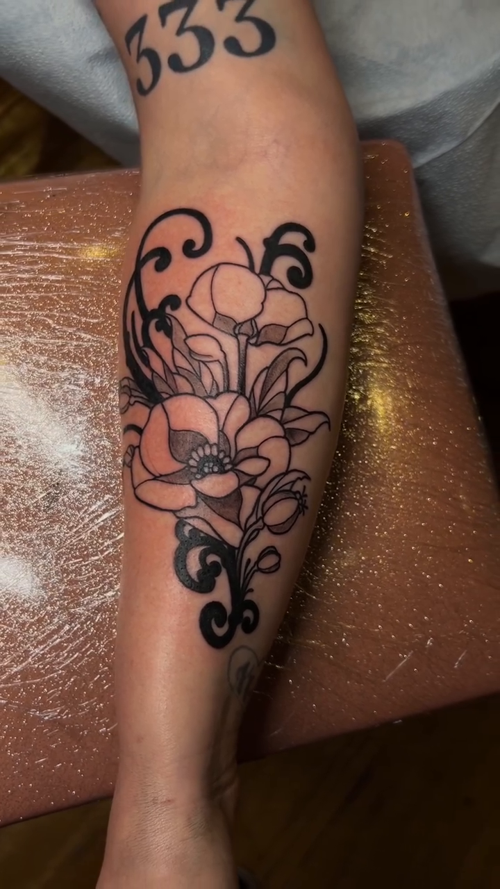 Tattoo by @b.crow.tattoos β fine_line, black_and_grey