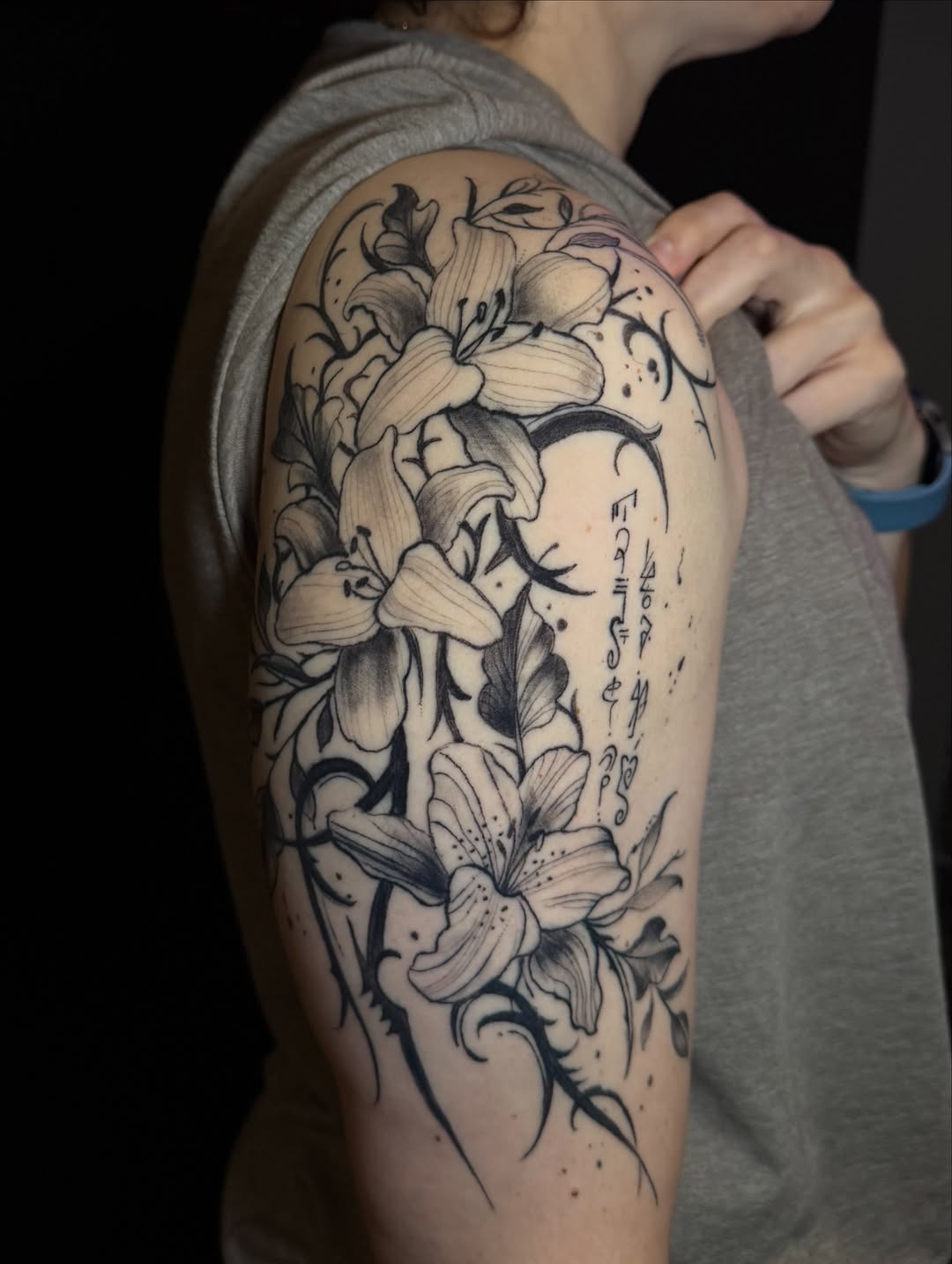 Tattoo by @wildcrafttattoo — black_and_grey