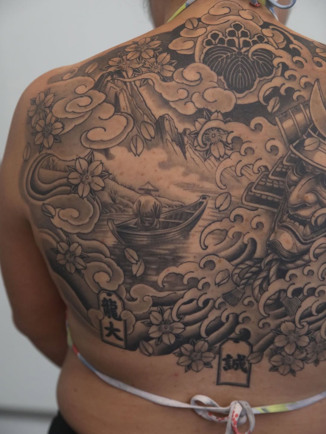 Tattoo by @hunter.schuon.tattoo — japanese_irezumi, black_and_grey