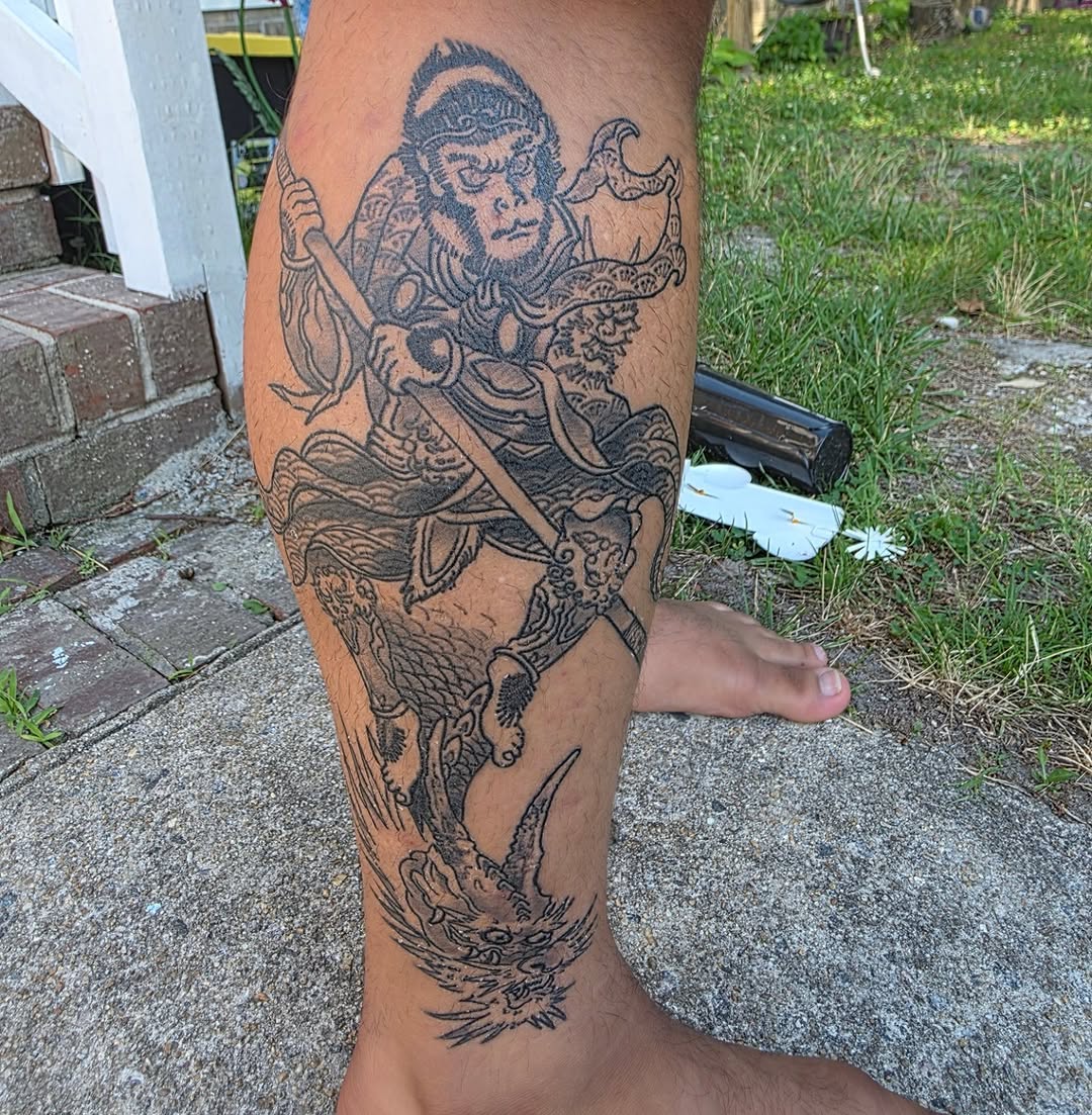 Tattoo by @whoisrusty β japanese_irezumi, black_and_grey