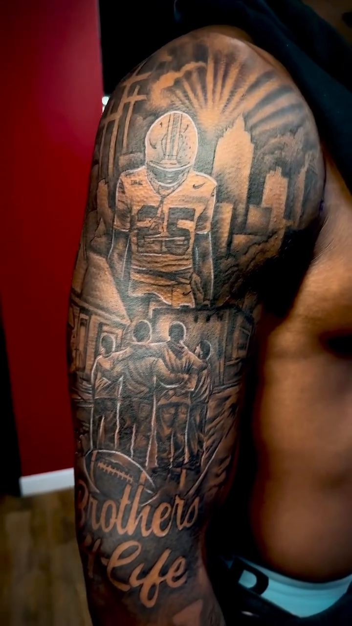 Tattoo by @tatt2t — black_and_grey, realism
