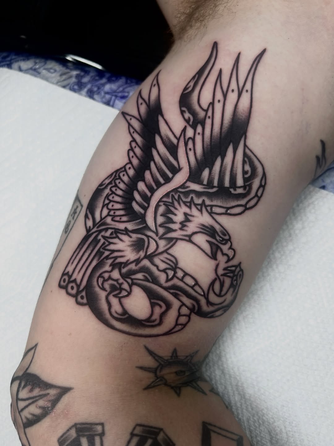 Tattoo by @dylanjamestattooer — american_traditional, black_and_grey