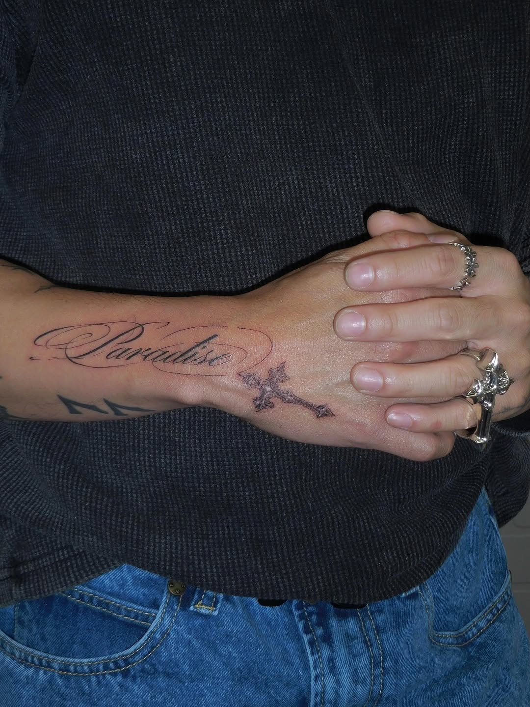 Tattoo by @vaehinked — lettering_script, black_and_grey