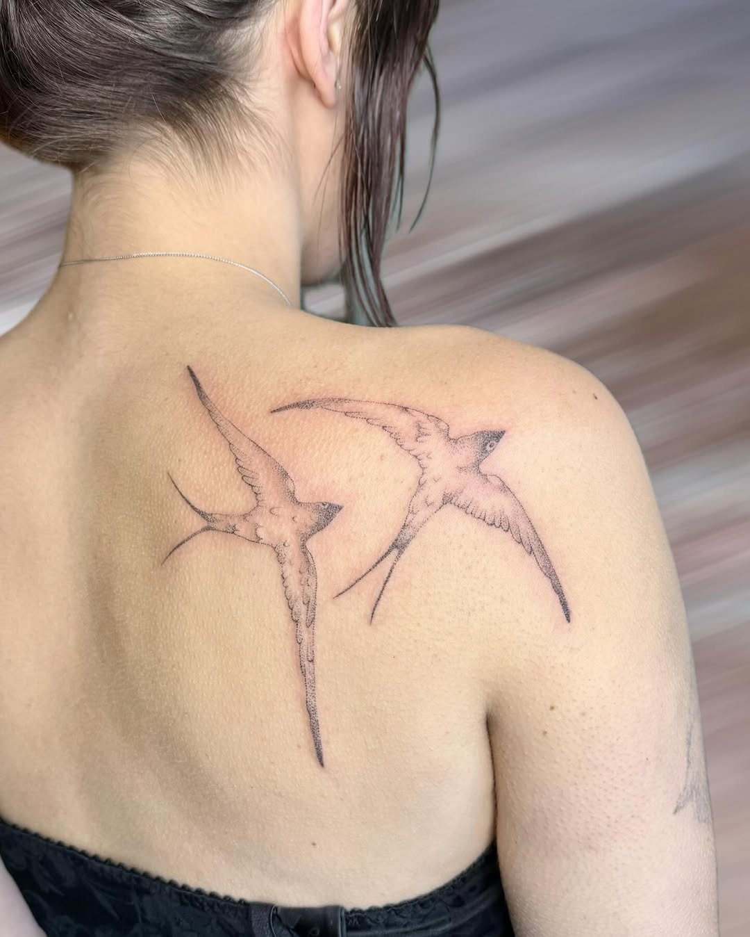 Tattoo by @peachykeentat — dotwork, illustrative