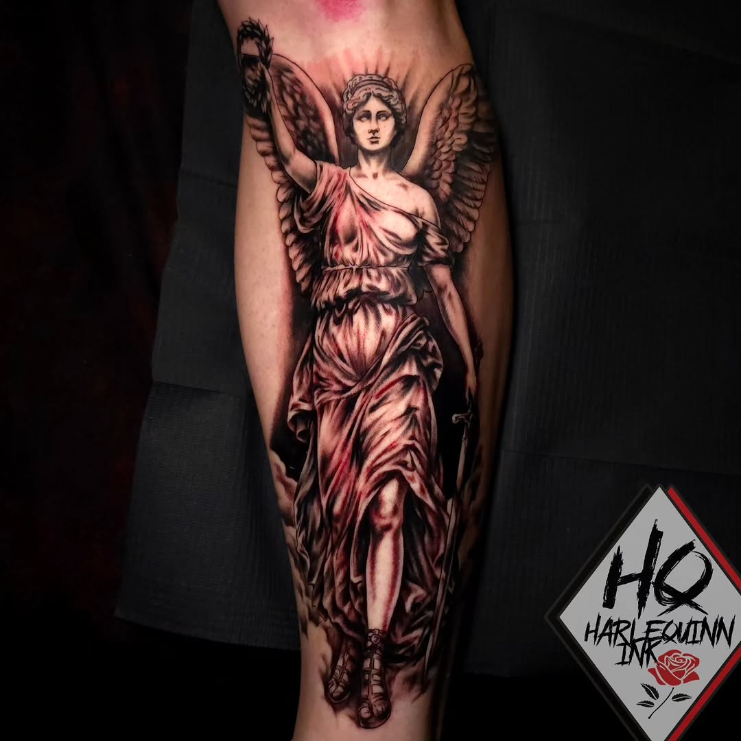Tattoo by @harlequinn_ink — realism, black_and_grey