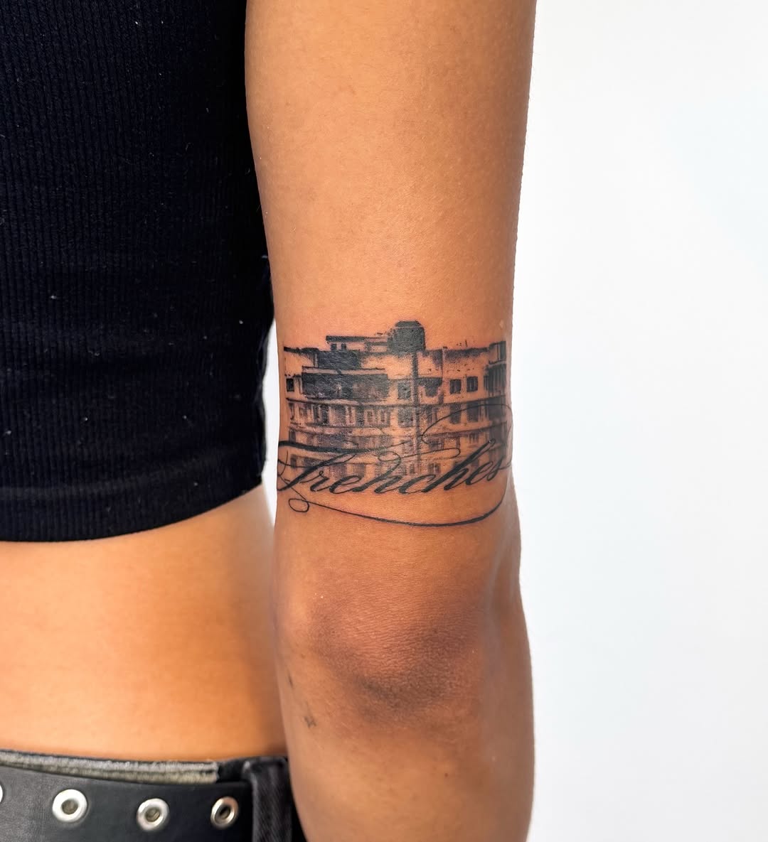 Tattoo by @nudylicioustattoos — black_and_grey, lettering_script