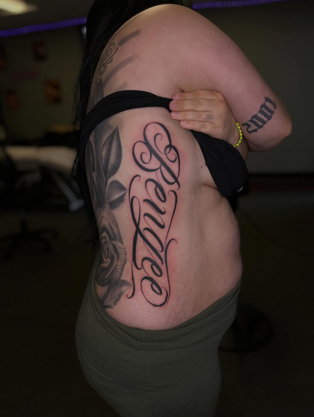 Tattoo by @benji_tattoos714 — lettering_script, black_and_grey