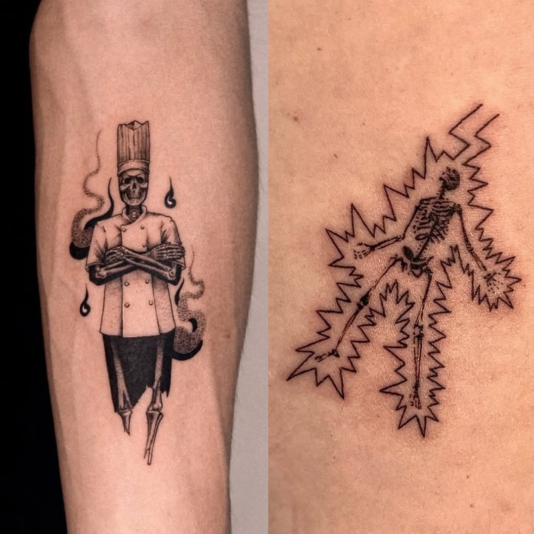 Tattoo by @mete.noir — illustrative, blackwork