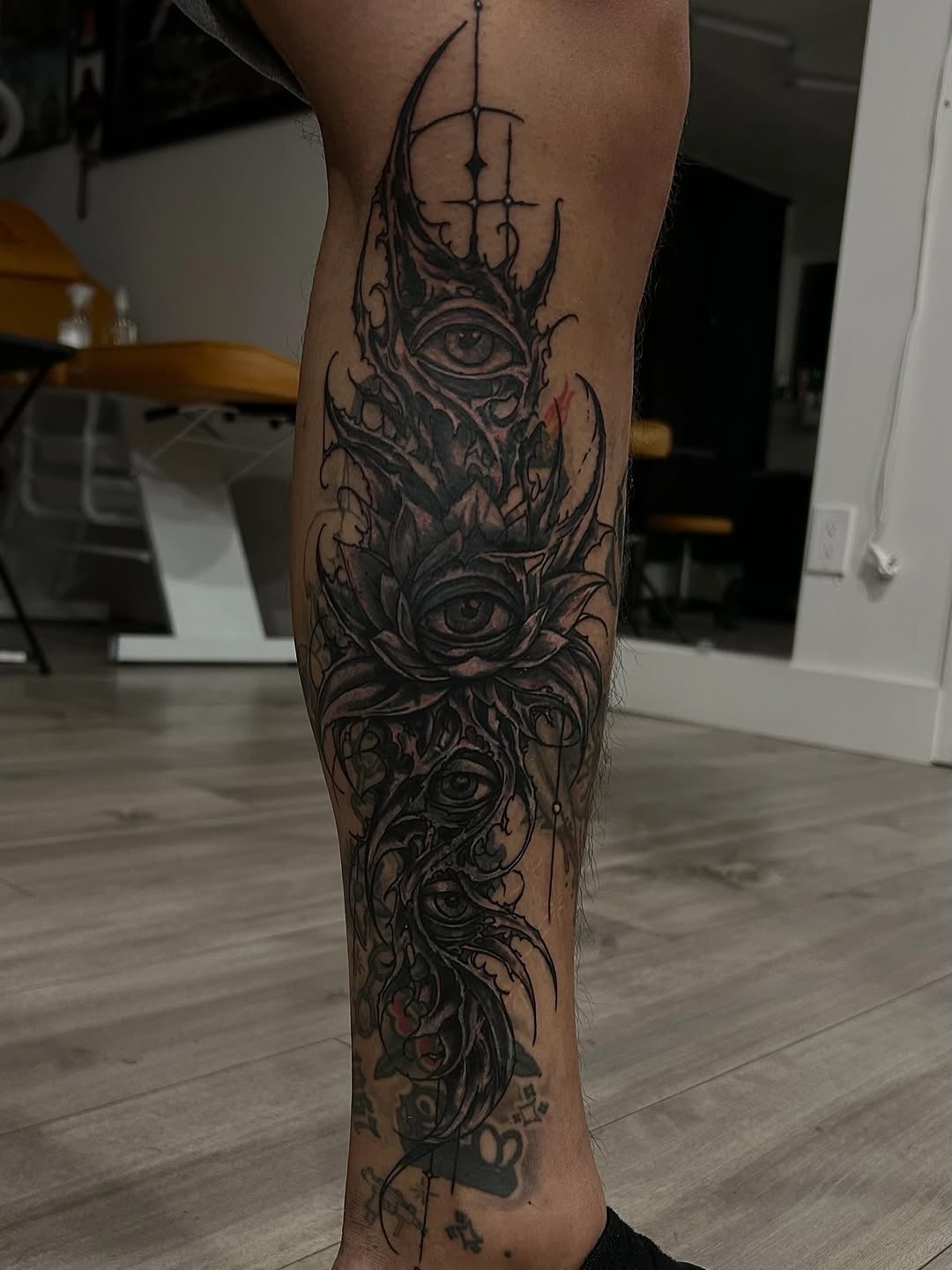 Tattoo by @diamondphoenix_ — dark_realism, blackwork