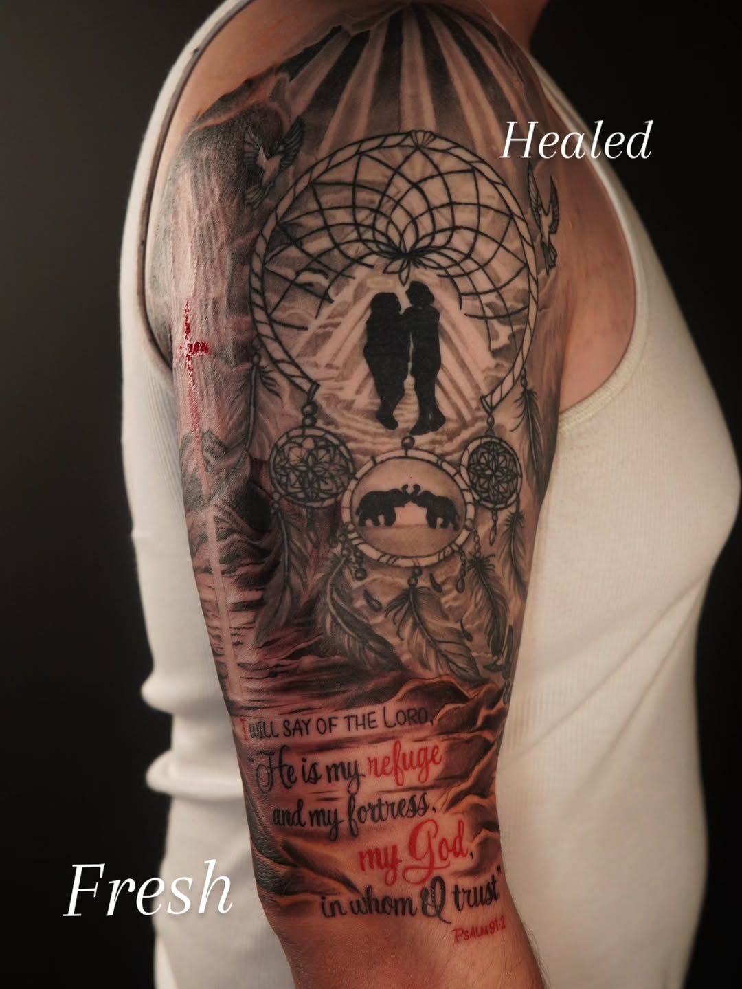 Tattoo by @tattoobytats โ black_and_grey, lettering_script