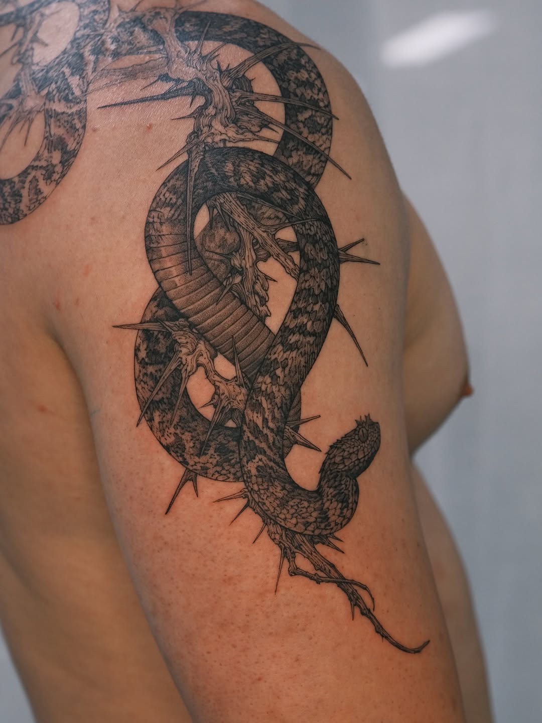 Tattoo by @choseung.ink — black_and_grey, illustrative