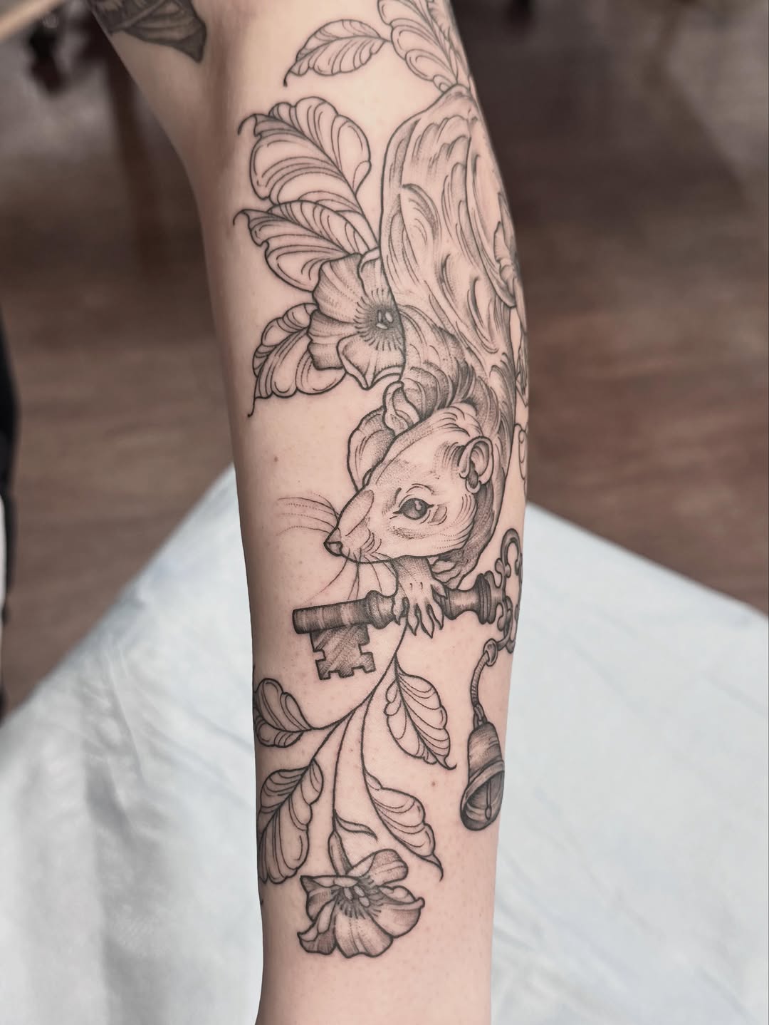 Tattoo by @kmarsdentattoos — black_and_grey, realism