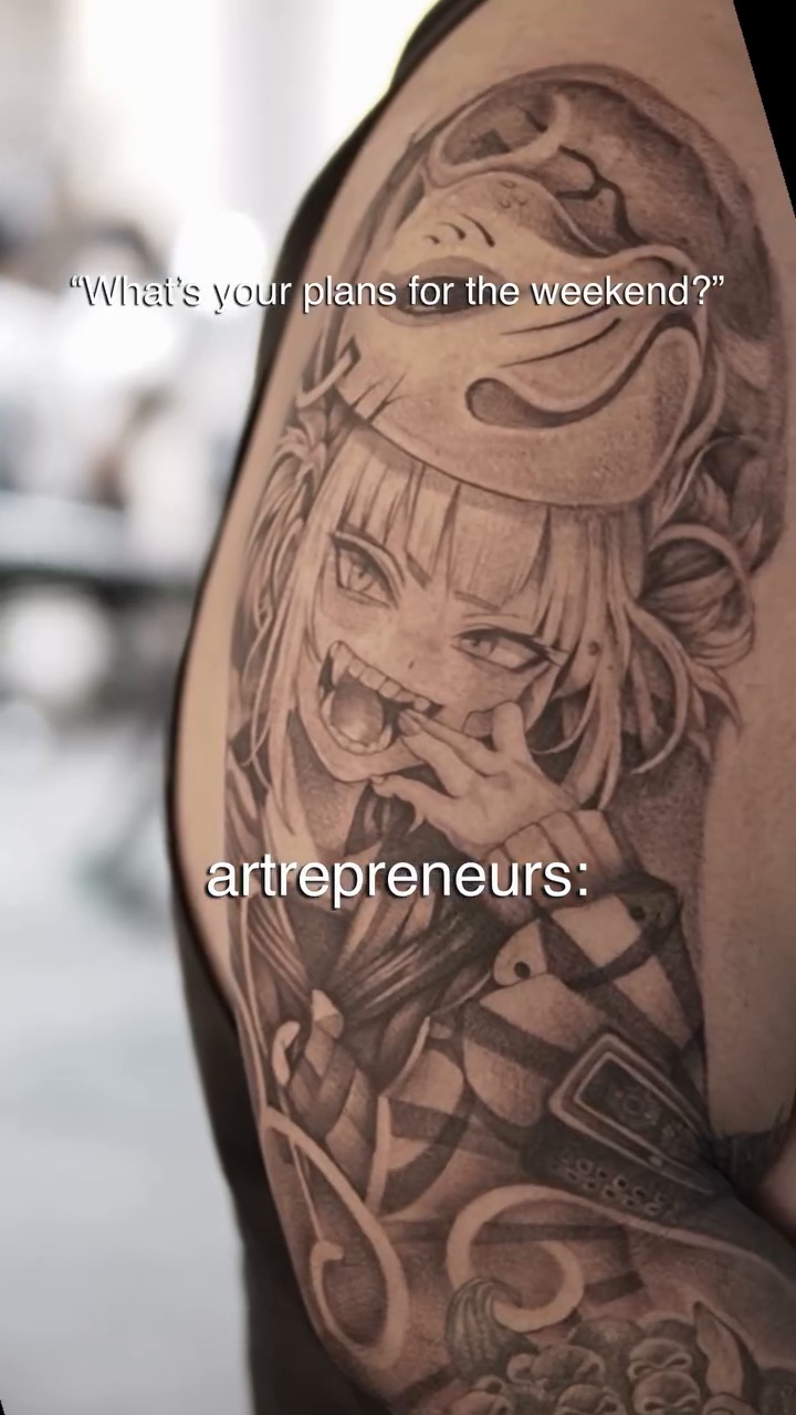 Tattoo by @arhem_tattoo — anime, black_and_grey