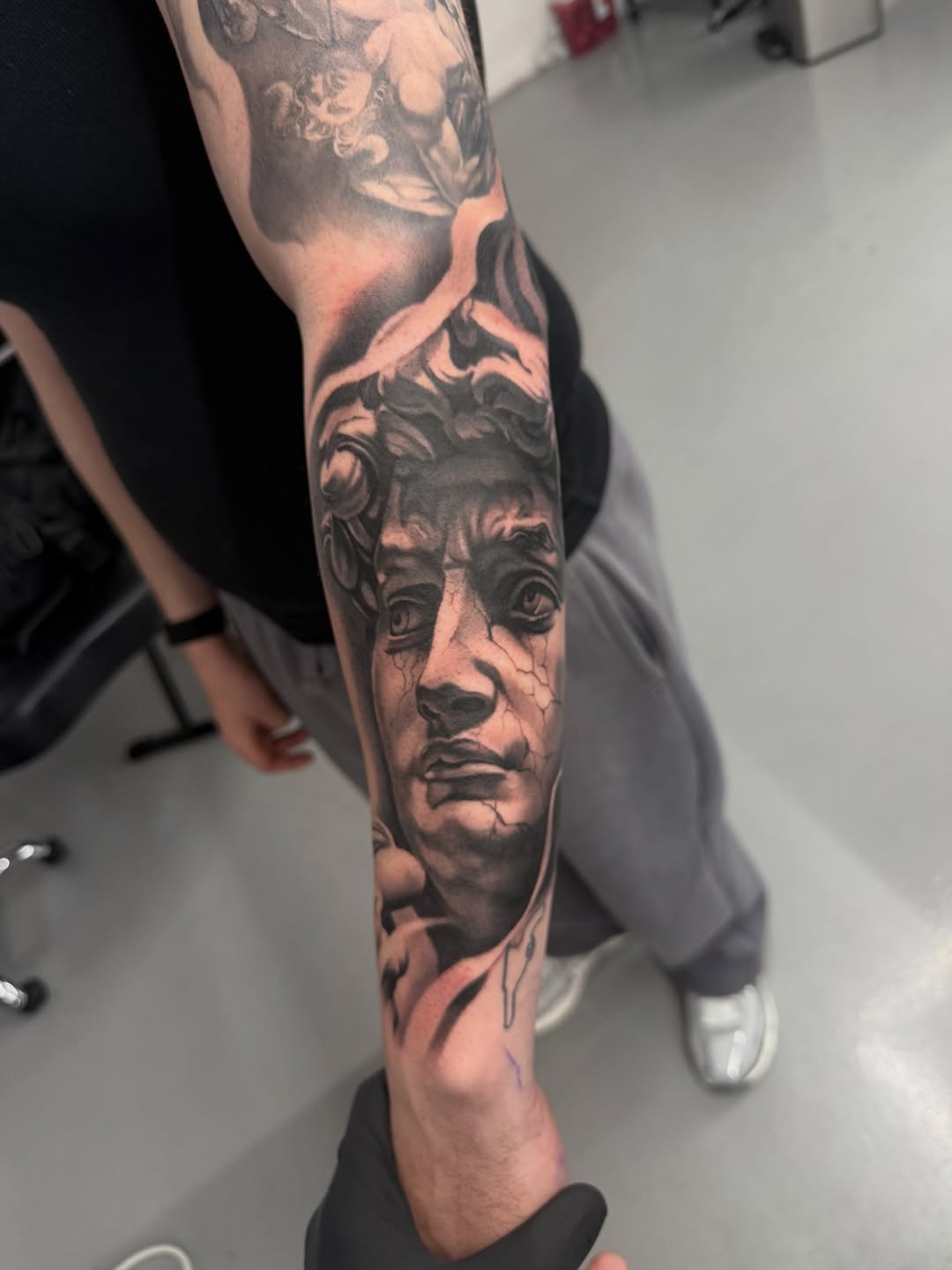 Tattoo by @gionastarace_tattoo โ realism, black_and_grey