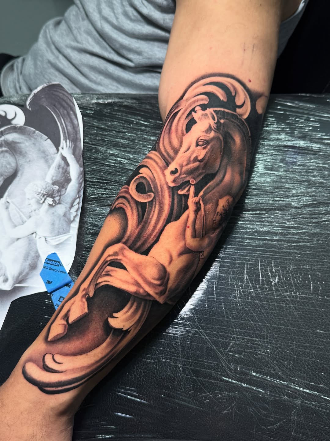 Tattoo by @gionastarace_tattoo โ realism, black_and_grey
