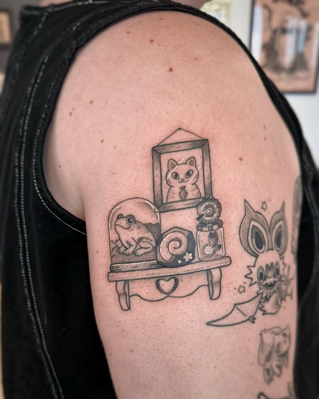 Tattoo by @petite.thief — illustrative, black_and_grey