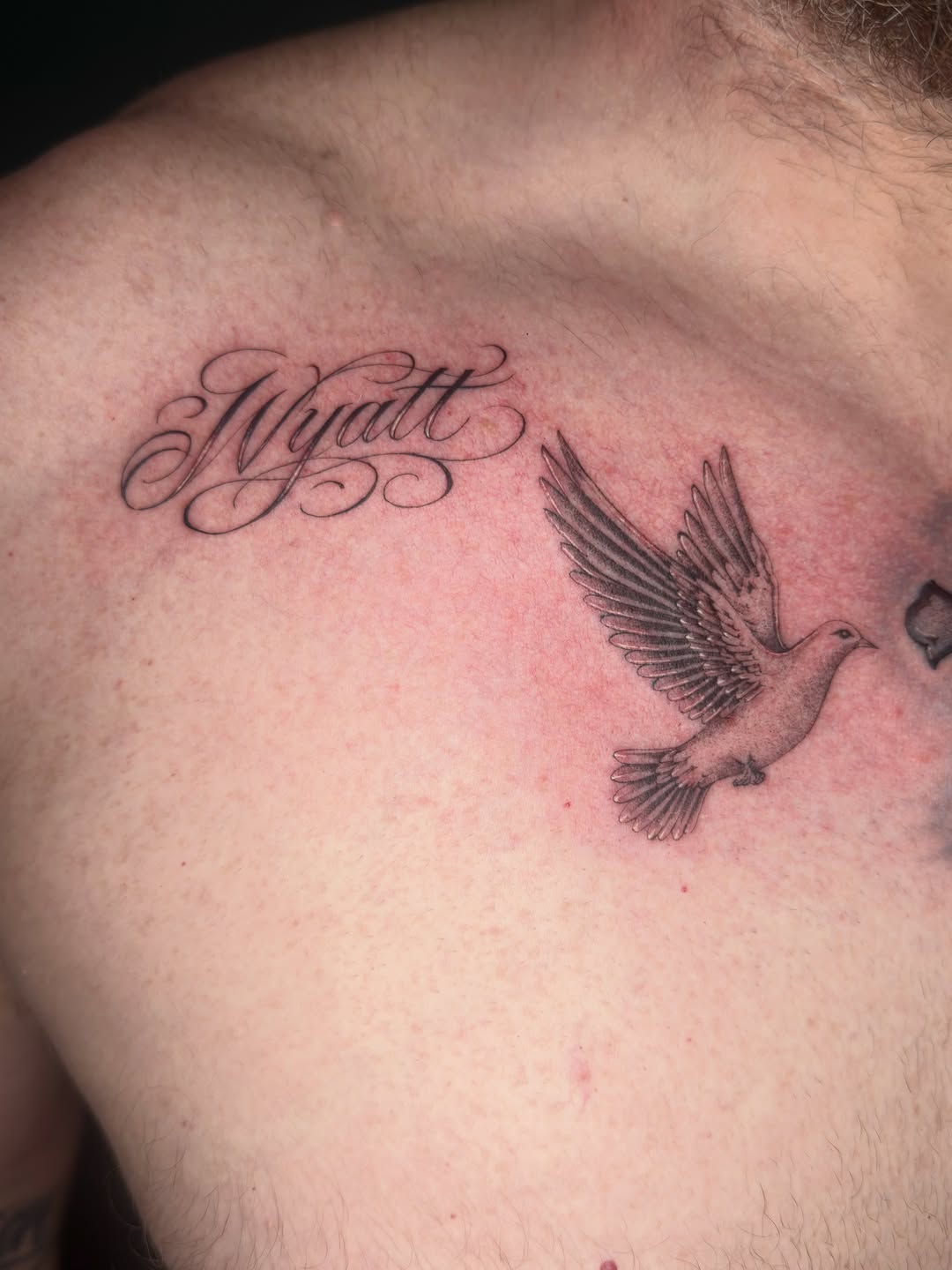 Tattoo by @bondtattooer — lettering_script, black_and_grey