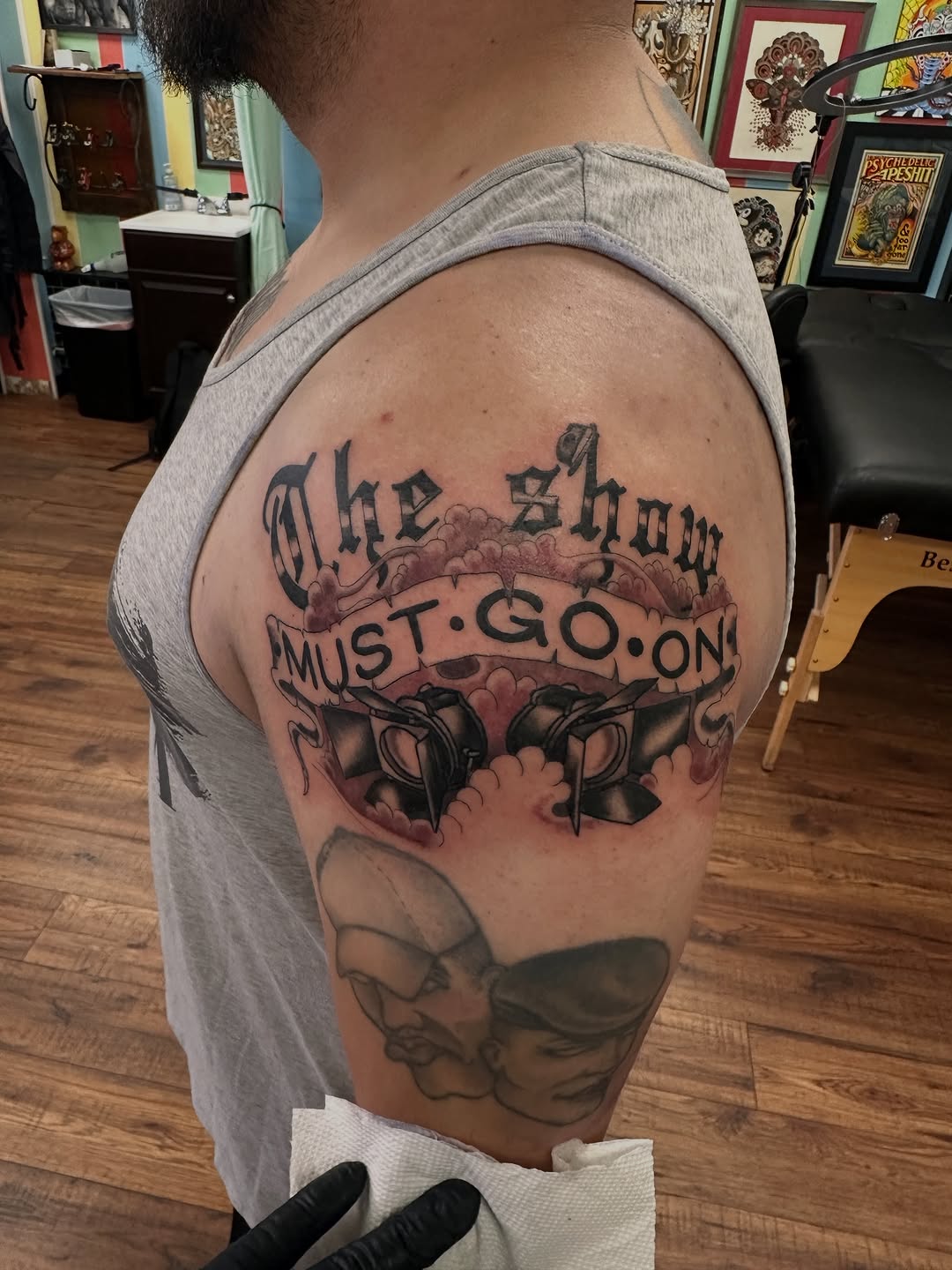 Tattoo by @kylesimmonstattoo — lettering_script, black_and_grey