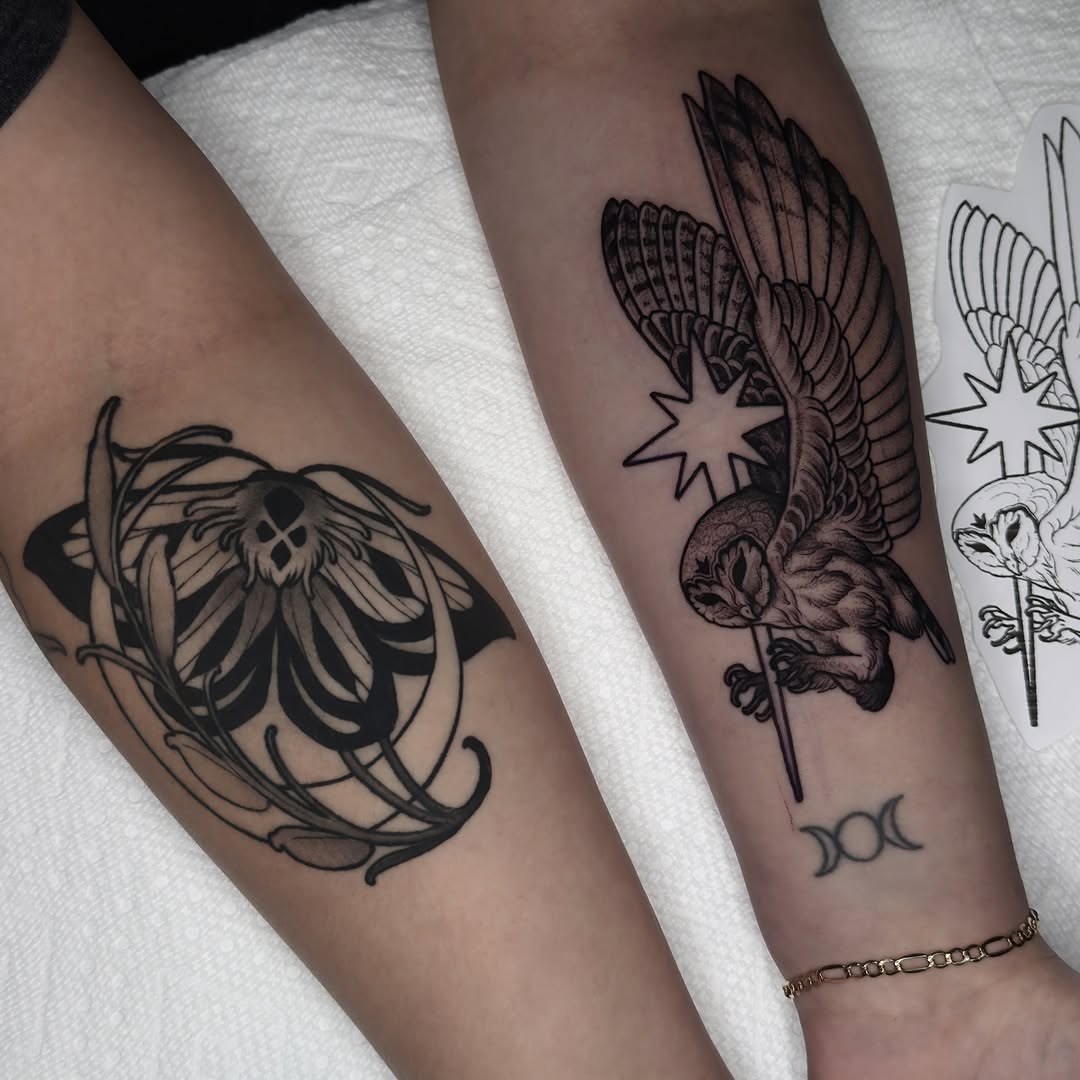 Tattoo by @goldenheartco_tattoos — illustrative, black_and_grey