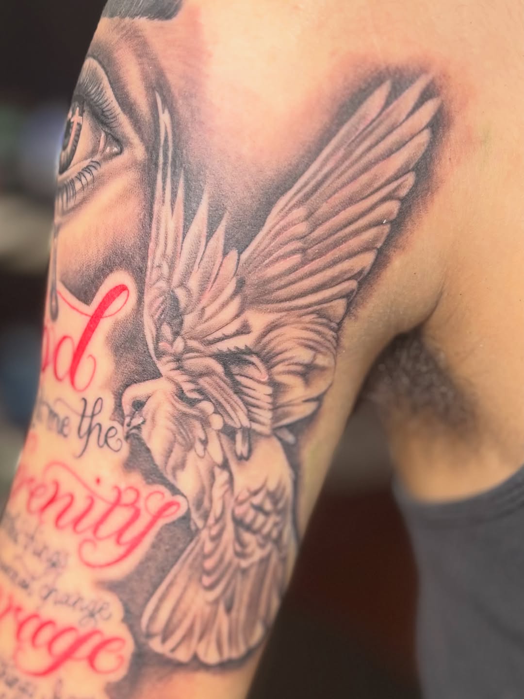 Tattoo by @tattoosbyadrian โ black_and_grey, lettering_script