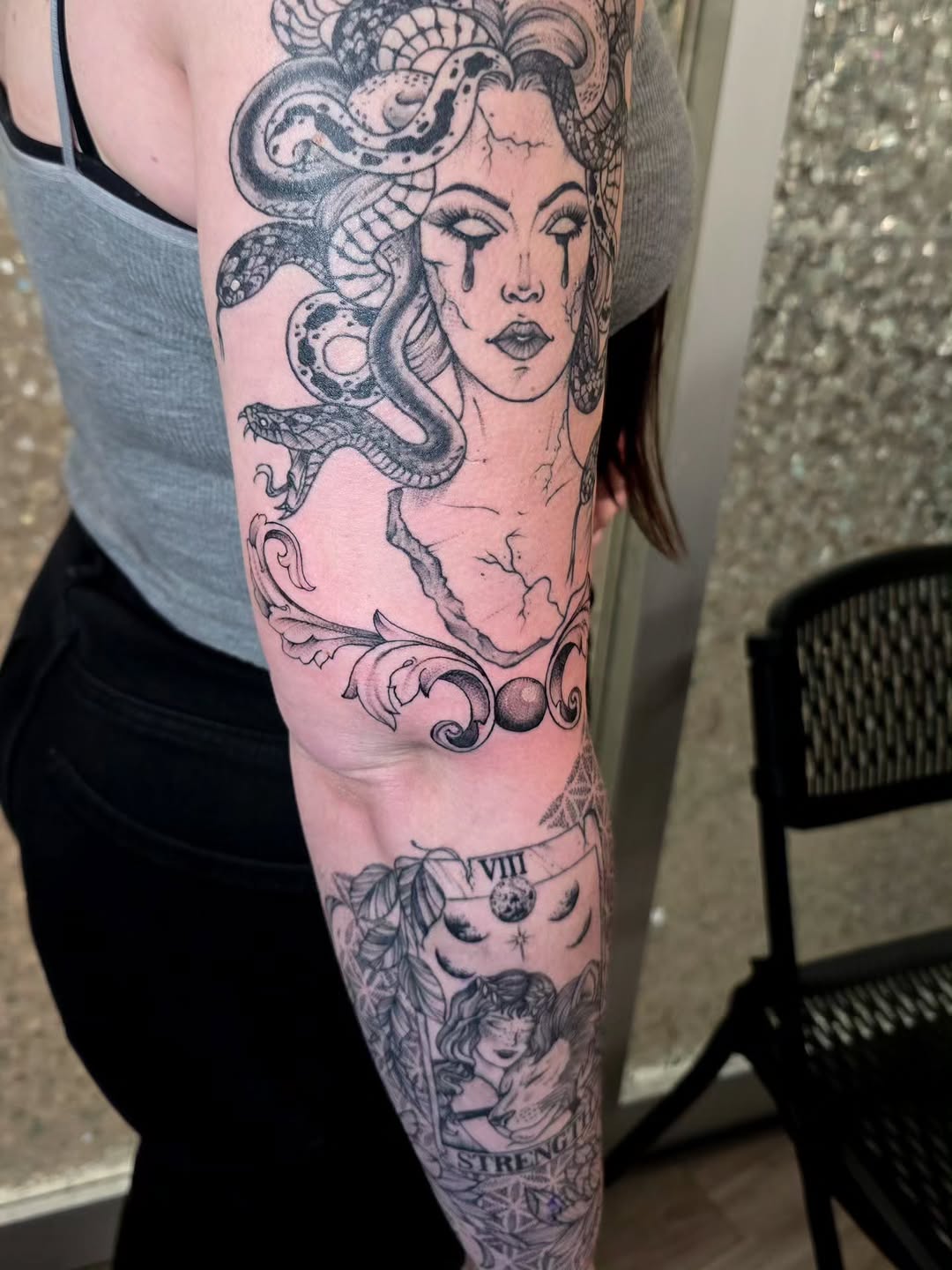 Tattoo by @emerald_ivy_tattoo — black_and_grey