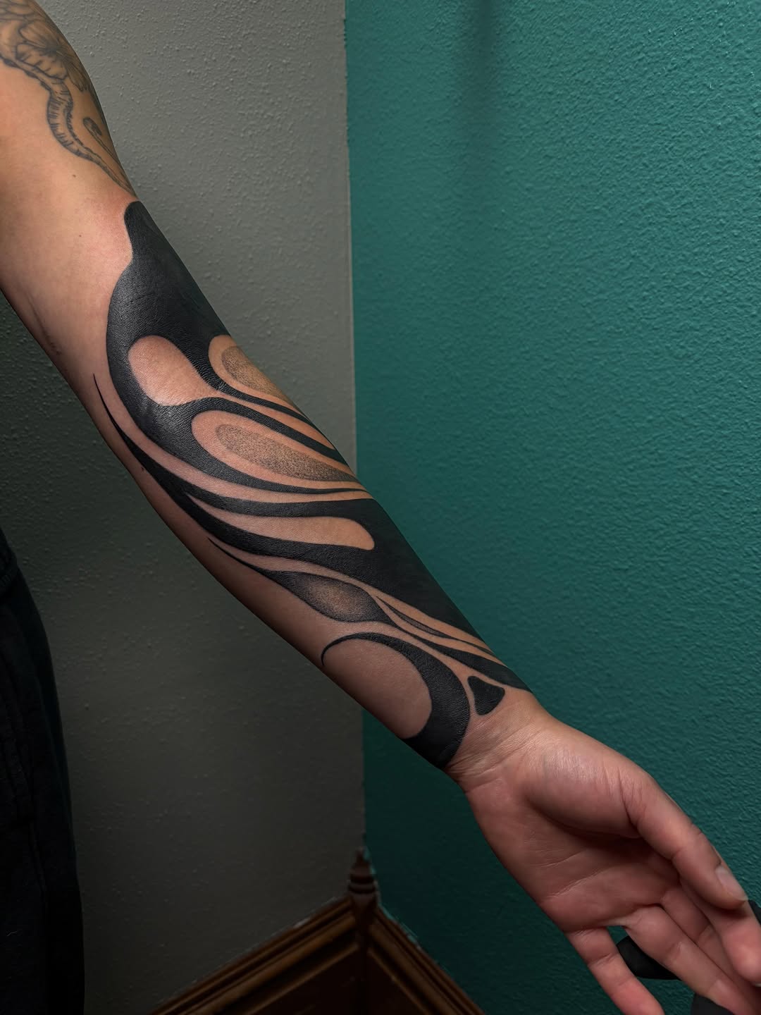 Tattoo by @snewbietattoos — blackwork, ornamental