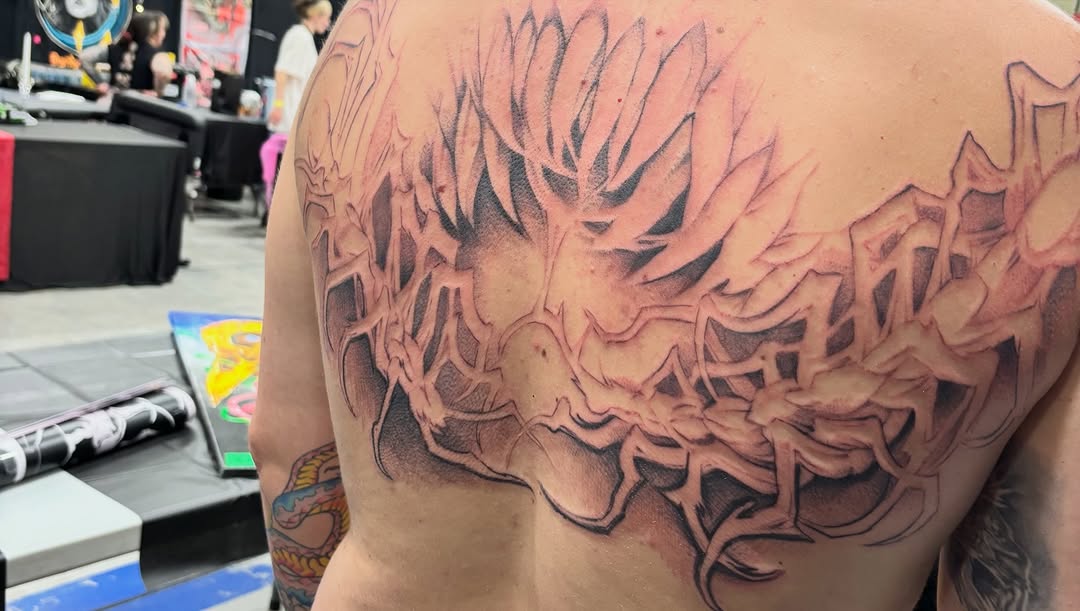 Tattoo by @komfort — black_and_grey