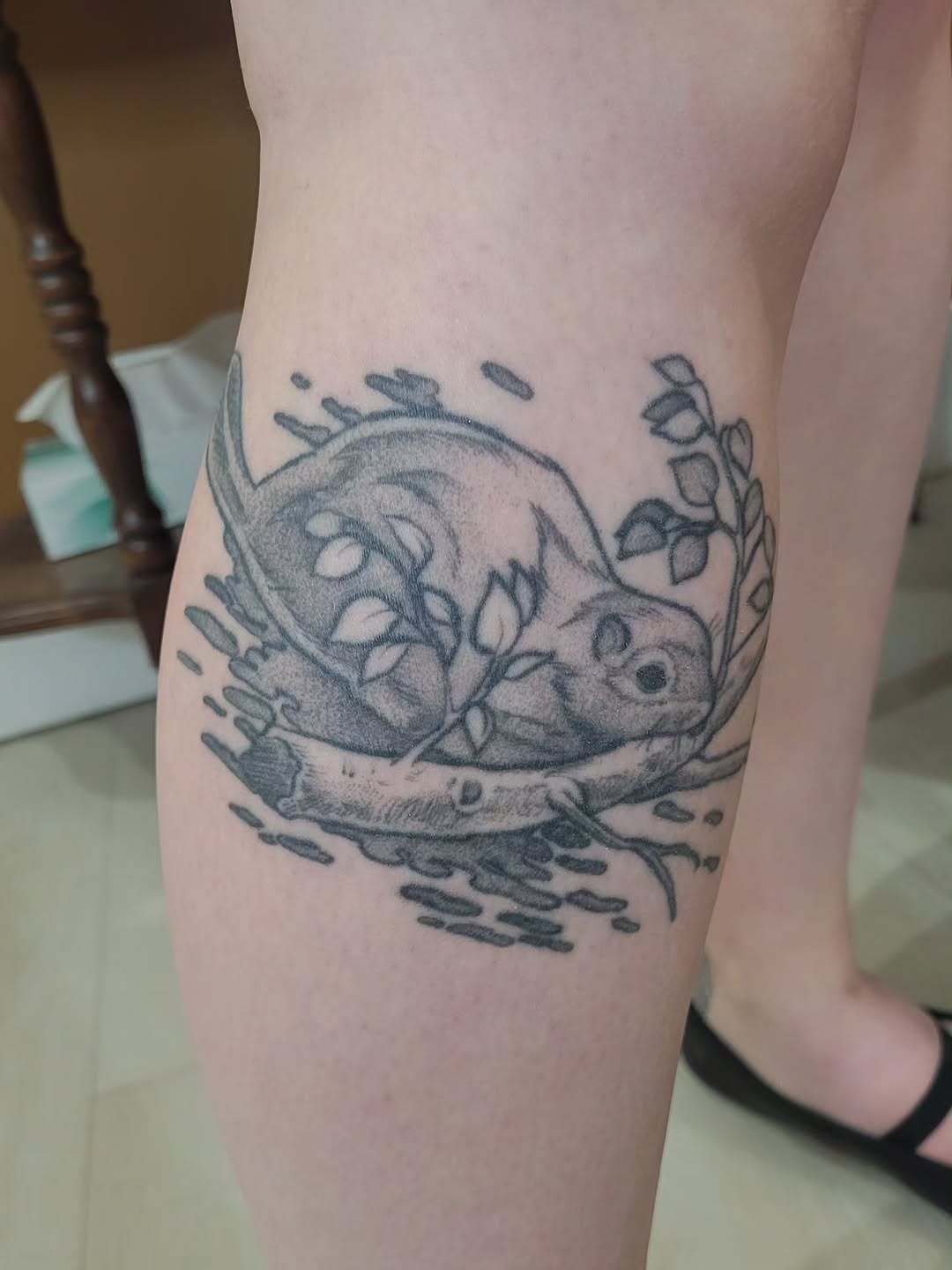 Tattoo by @melancholy.moth.tattoo — black_and_grey, realism